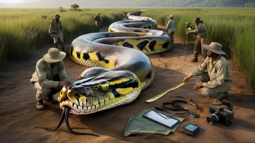 Wissenschaftler bestätigen die Entdeckung einer außergewöhnlich großen afrikanischen Python während einer zertifizierten Feldexpedition